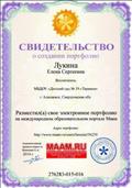 Свидетельство о создании портфолио , 2014г. Свидетельство о создании портфолио , 2014г.